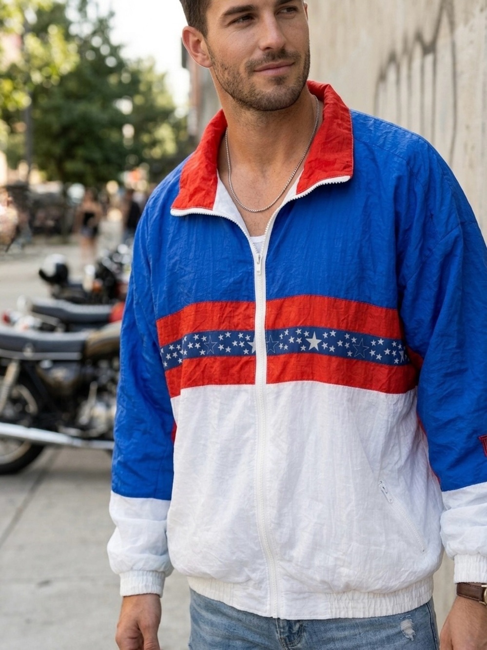 Vintage 90s Active Exposure USA Olympics Style Windbreaker Jacket 2X Patriotic